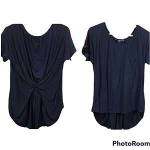 Amadi Black High Low Twist Pocket Tshirt LG